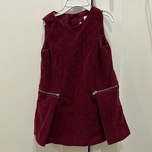 Burgundy corduroy jumper, side pleats and zippers